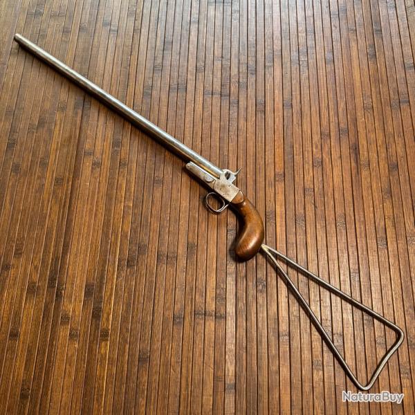 BEAU PISTOLET PLIANT - CARABINE CROSSE SQUELETTE AMOVIBLE ARME BRACONNIER  � BROCHE DE ST ETIENNE