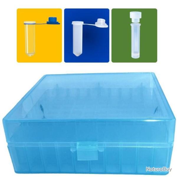 Bo�te en polypropyl�ne � 100 places avec 100 dosettes 2 ml - Bleu