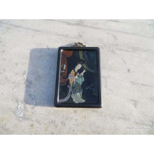 ASIE - Ancienne peinture sur verre invers�e d'exportation chinoise - CHINE (Vers 1920)