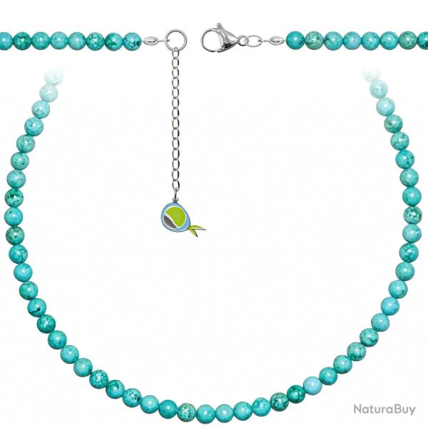 Collier en magn�site bleu turquoise - Perles rondes 6 mm - 43 cm