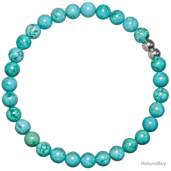 Bracelet en magn�site bleu turquoise - Perles rondes 6 mm