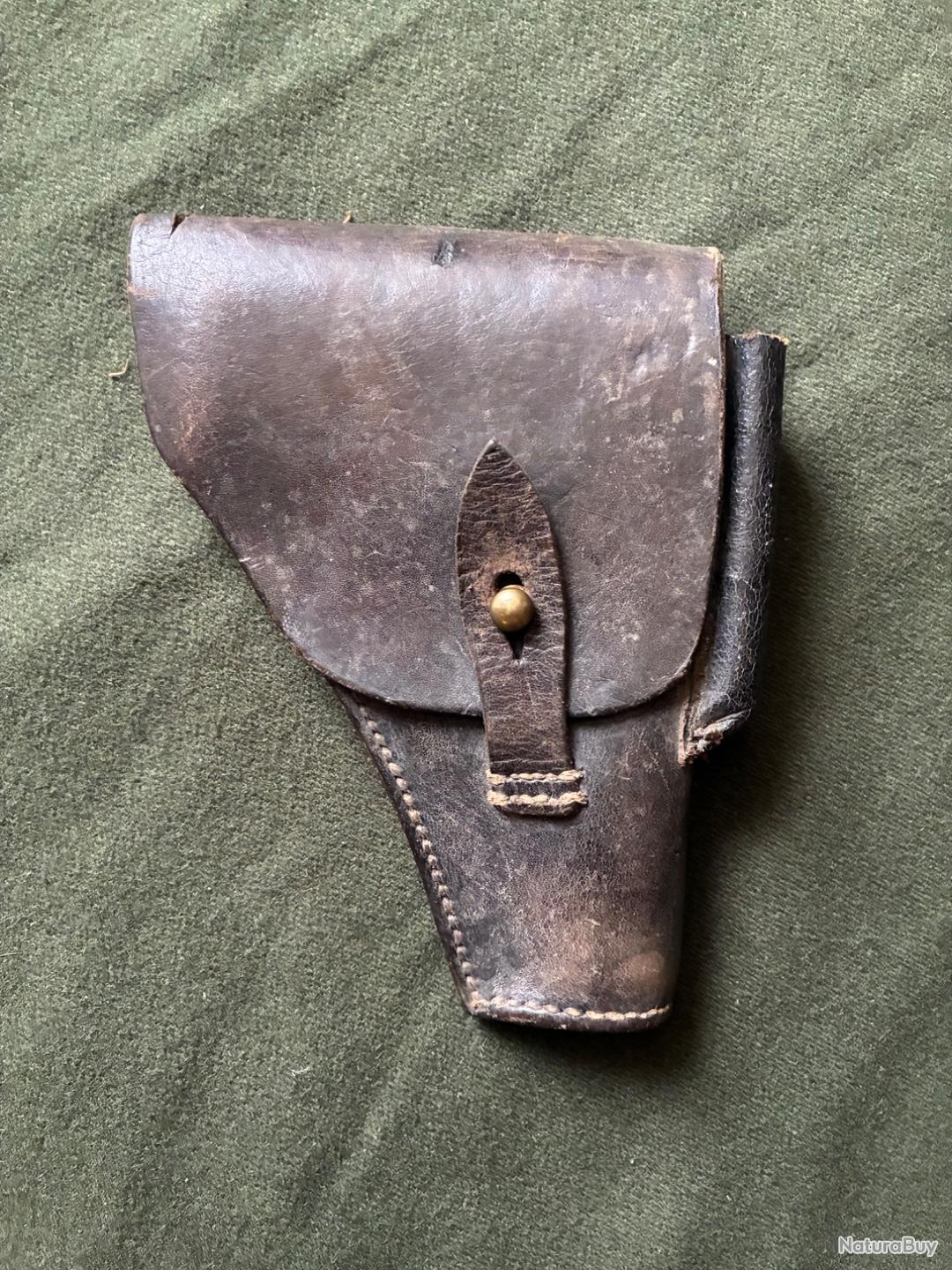 Étui Holster Cuir Pour Pistolet 7,65 Mm - FFI Maquis Résistance France 1944 - Original