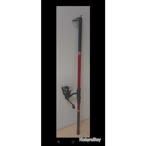 Moulinet neuf 14RB + Lancer Zebco, grand, puissant, rouge et noir. 3,5m