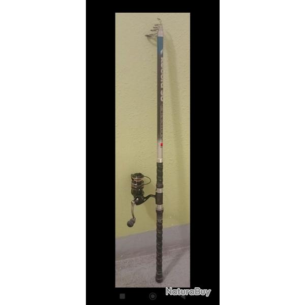 Lancer Dam + moulinet neuf (jamais servi). Avec manche torsad pour le combat. Couleur bleu et gris