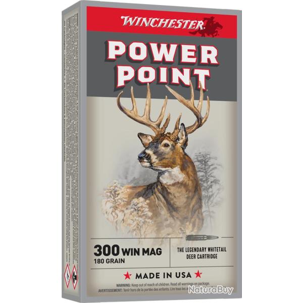 Munitions Winchester Calibre 300WIN MAG 180 GR Power Point
