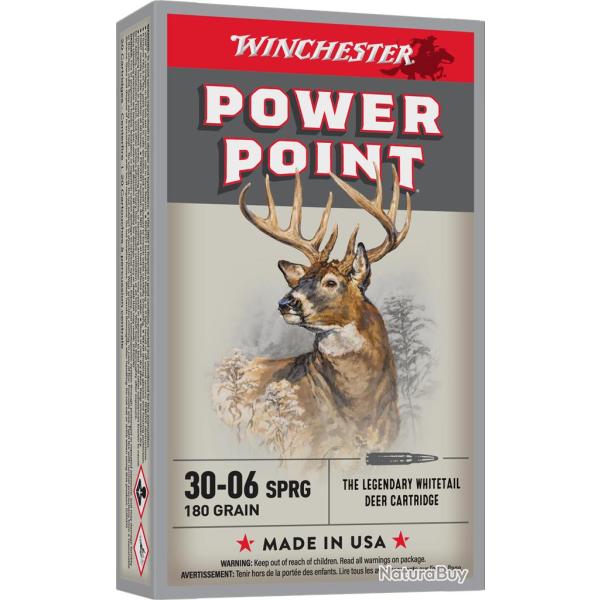 Munitions Winchester 30-06 SPRG Power Point 180Gr