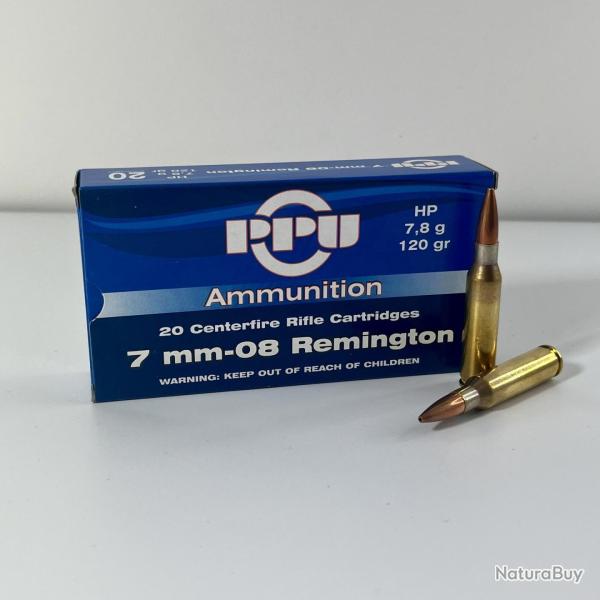 Munitions Partizan PPU 7mm-08 Remington HP. 120gr - 7.8g