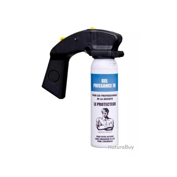Bombe gel ou gaz cs puissance 70 Le Protecteur 100ml avec poigne Gel CS