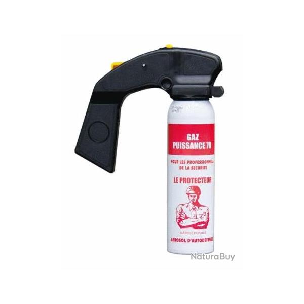 Bombe gel ou gaz cs puissance 70 Le Protecteur 100ml avec poigne Gaz CS