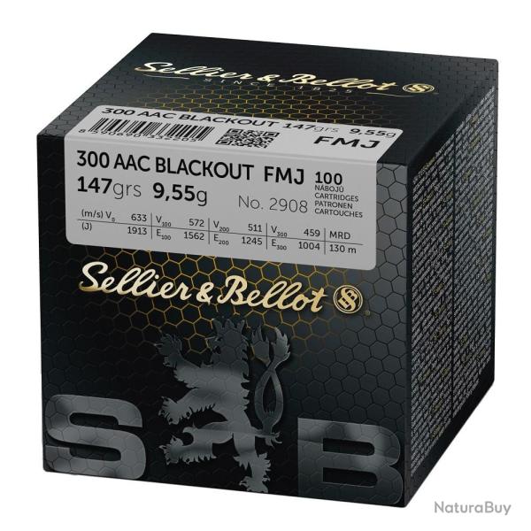 Munitions Sellier & Bellot 300 AAC Blackout FMJ 147gr x100 en vrac