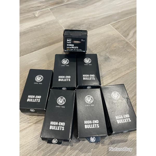 Ogives/ balles RWS SCORION 250gr cal.338