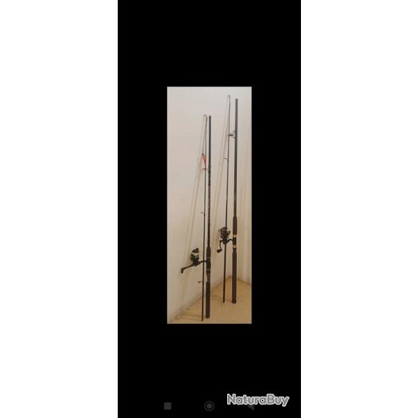 Lot de 2 lancers de marque, sp�cial leurres en �tat neuf avec moulinets. 100% pr�ts � p�cher