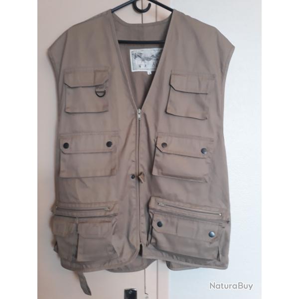 gilet reporter taille xl multipoches chasse peche foret trekking  bonne occasion