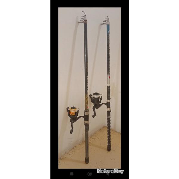 2 moulinets neufs +2 lancers Dam. Cannes puissantes avec manches tudis pour le combat