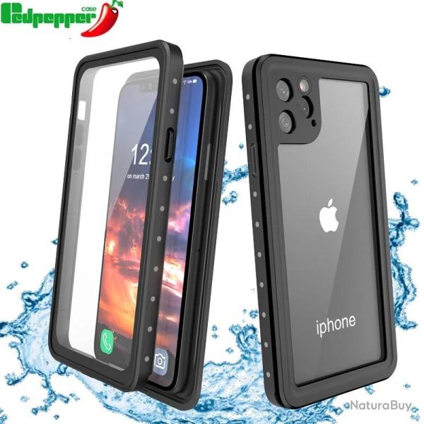 RedPepper Coque Waterproof Anti Choc pour iPhone, Couleur: Noir, Smartphone: iPhone 17 Pro Max