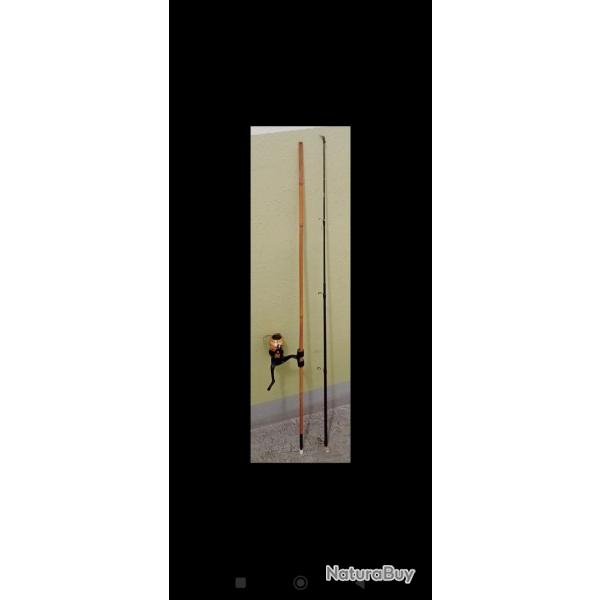 Moulinet neuf assorti +lancer offert manche en bambou, reconditionn� et 100% fonctionnel