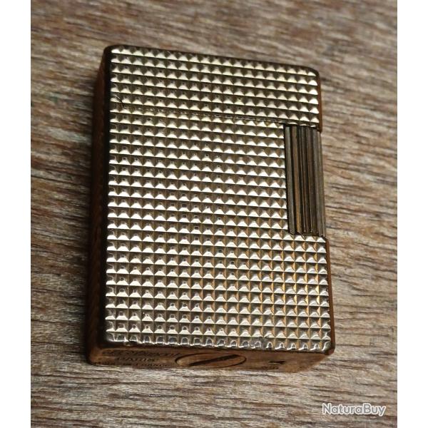 Superbe briquet vintage ST DUPONT PARIS plaqu� OR pointe de diamant - fonctionne
