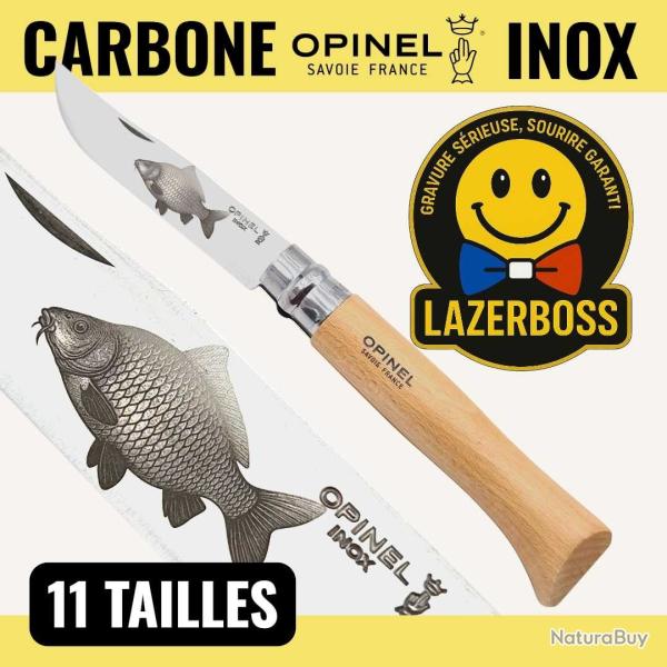 OPINEL 08 CARPE INOX OU CARBONE + prnom
