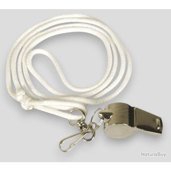 Sifflet m�tal + cordon blanc