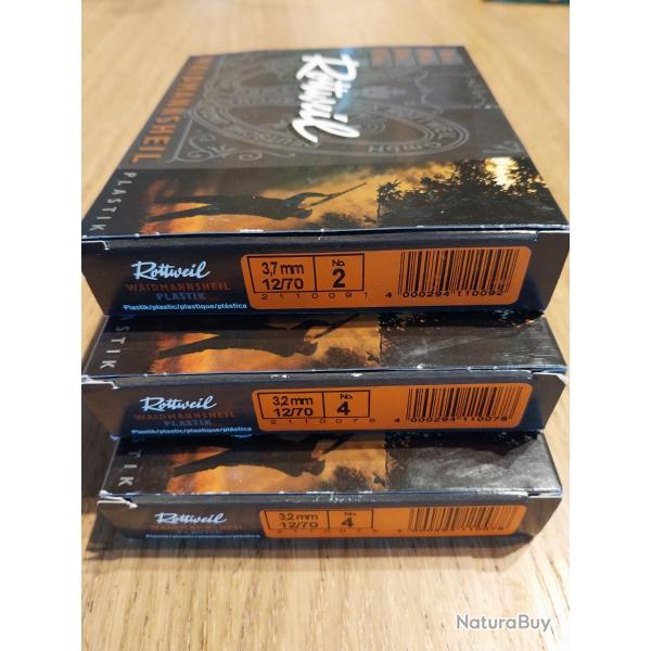 Cartouche rottweil calibre 12, plombs 4 et 2,