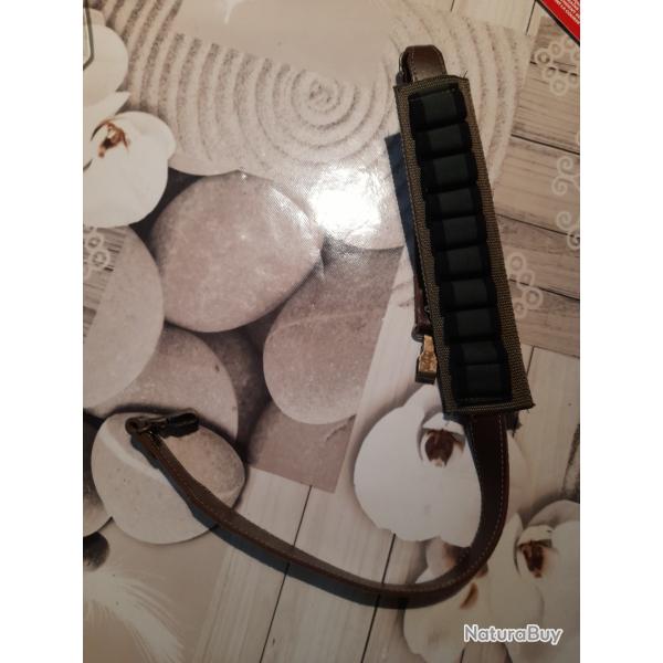 Bretelle cuir pour fusil avec porte cartouches