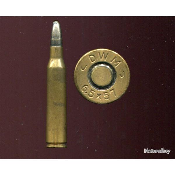 6.5 x 57 MAUSER - marque : DWM  6.5 x 57 - courte balle nickel  dcrochement pointe pomb