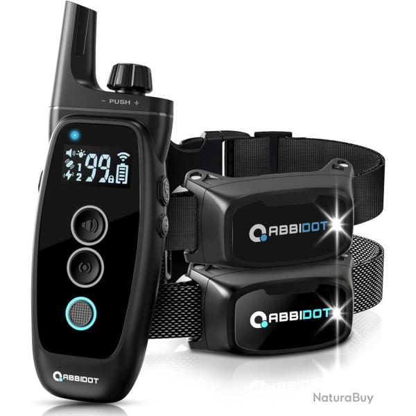 Collier de Dressage Chien 2 Pcs Porte 1000m 151 Niveaux 4 Modes de Dressage Veilleuse tanche IPX7