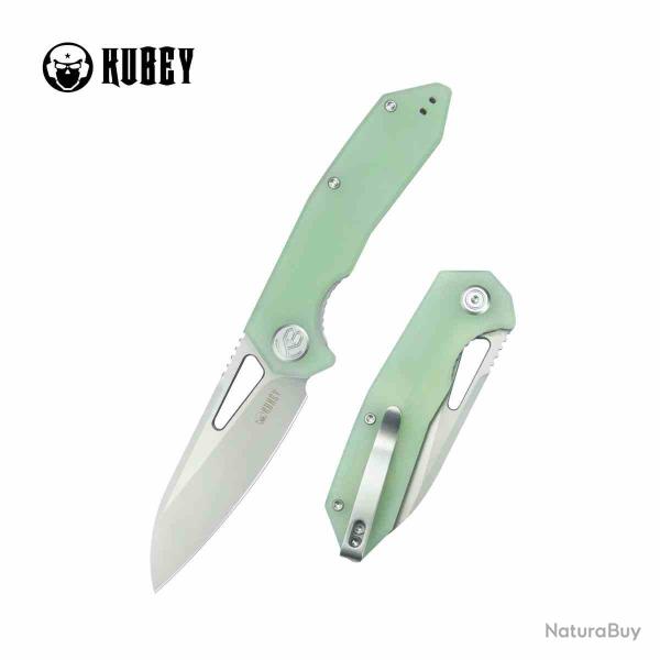 Couteau Kubey Vagrant Sheepsfoot Lame Acier 14C28N Manche G10 Jade Liner Lock IKBS KUB291M