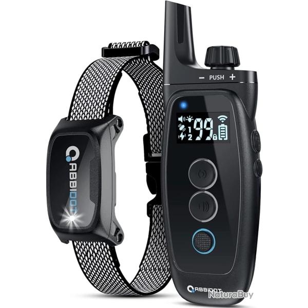 Collier de Dressage Chien Porte 1000m tanche IPX7 151 Niveaux 4 Modes de Dressage Veilleuse