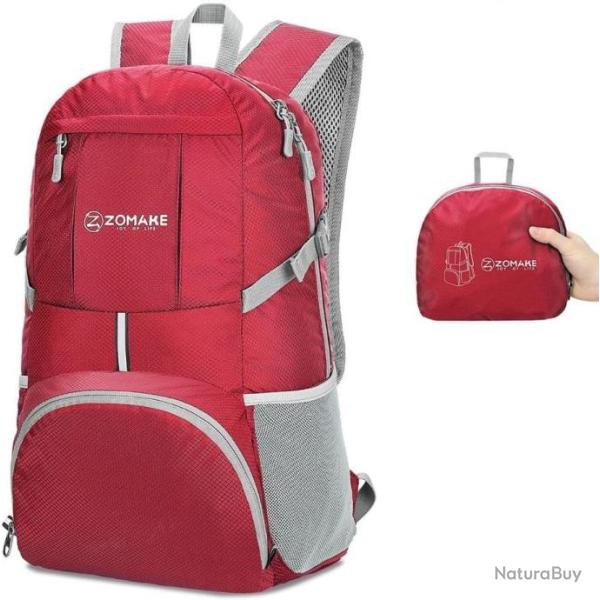 Sac  Dos 35L Impermable Pliable Lger Sports Camping Escalade Randonne Trekking Pche Rouge