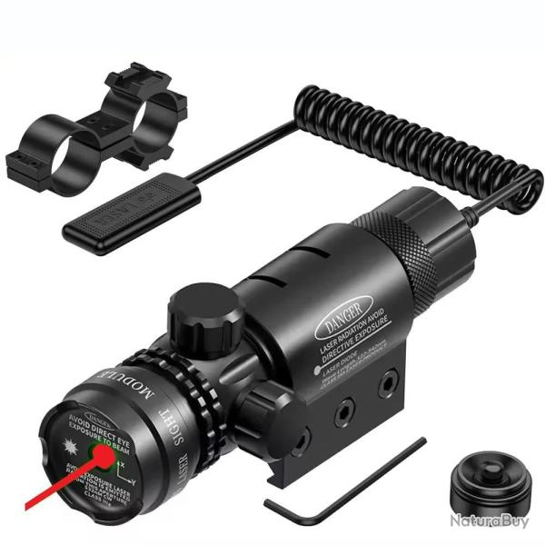Laser Rouge Ultra puissant pour rail picatinny ou fixation lunette avec switch dport pile+chargeur