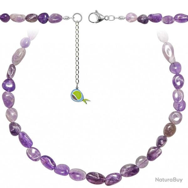 Collier en am�thyste - Perles roul�es 8 � 12 mm - 50 cm
