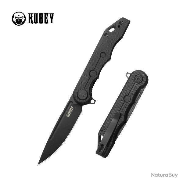 Couteau Kubey Mizo Black Lame Acier 14C28N Manche G10 Liner Lock IKBS Clip KUB312P