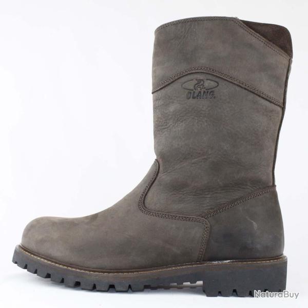 Bottes homme fourres mouton en cuir gras avec crampons OC system marron fonc