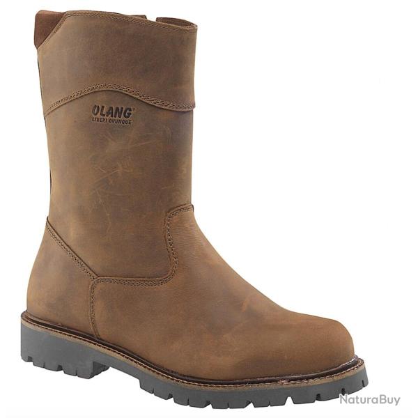 Bottes homme fourr�es mouton en cuir gras avec crampons OC system 44 moka