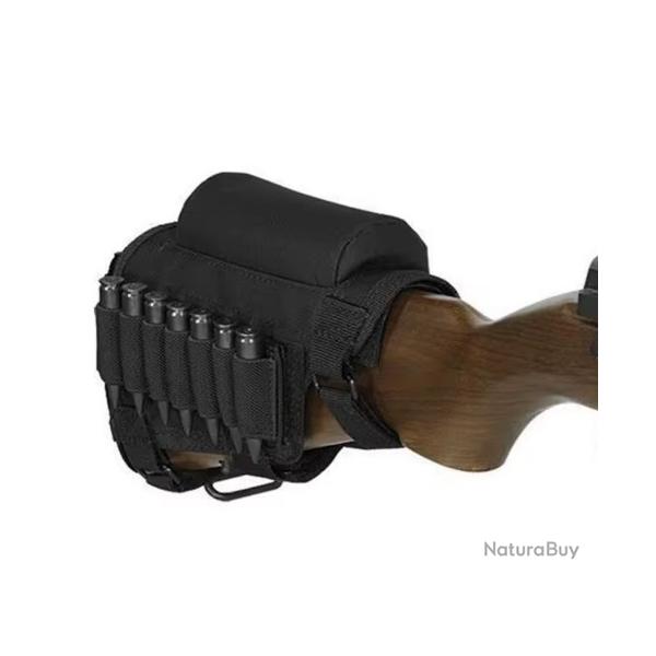 Repose joue avec Porte Cartouches Noir Tactique Militaire en Ambidextre et Ajustable