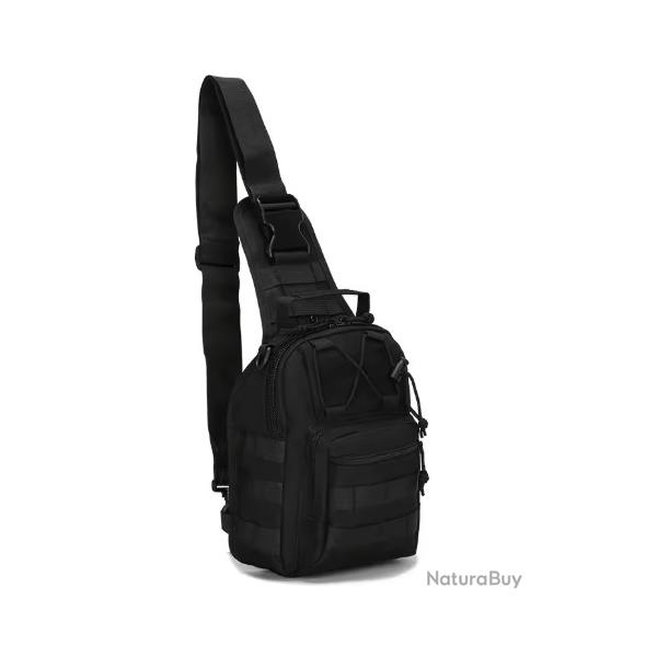 Sacoche Tactique Militaire MOLLE - Sac de Poitrine Sport & Randonn�e Noir (22�29�12 cm)