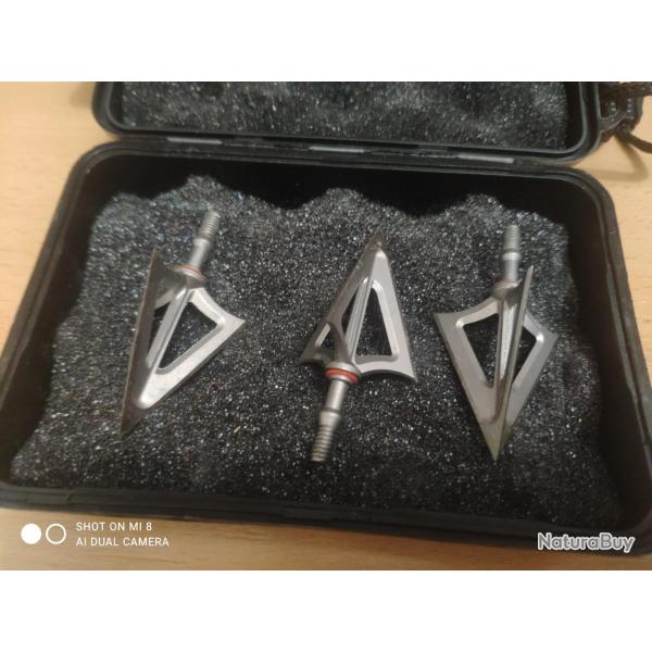 G5 - Lames de chasse MONTEC 120 grains Pack de 3 avec Boite de Transport