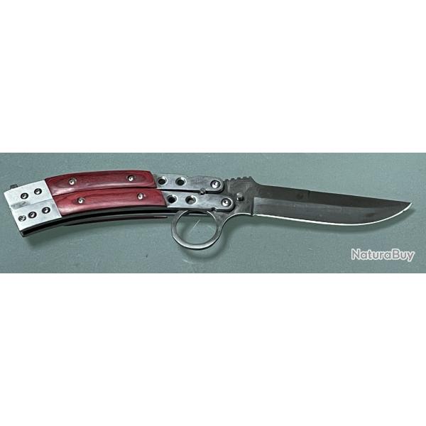 BEAU COUTEAUX PAPILLON AVEC ANNEAU