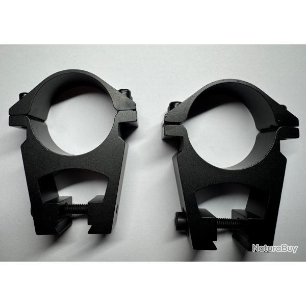 Colliers de montage 30 mm pour lunette - Rail 11 mm - Aluminium - NEUF (nc-1123-30)