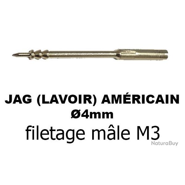 LAVOIR AMERICAIN JAG DE NETTOYAGE PETIT CALIBRE �4mm FEMELLE - 22LR - 17HMR - CARABINES A PLOMB...