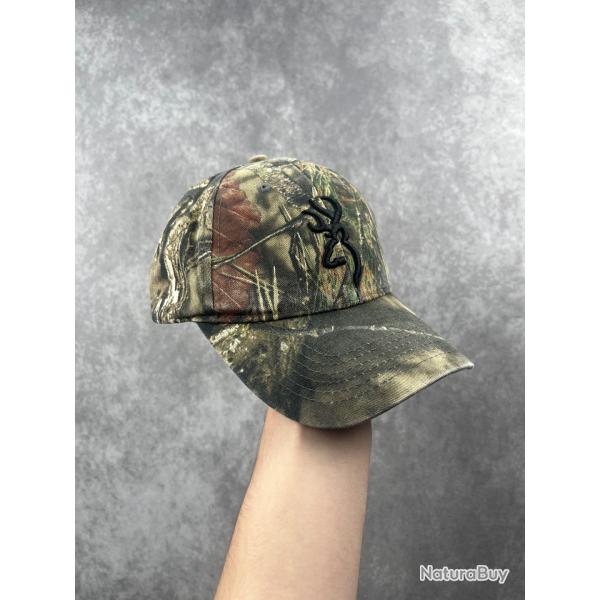 Casquette chasse Realtree x Browning logo brod noir camo vert shooting cap, hunting cap Y2K - CA04