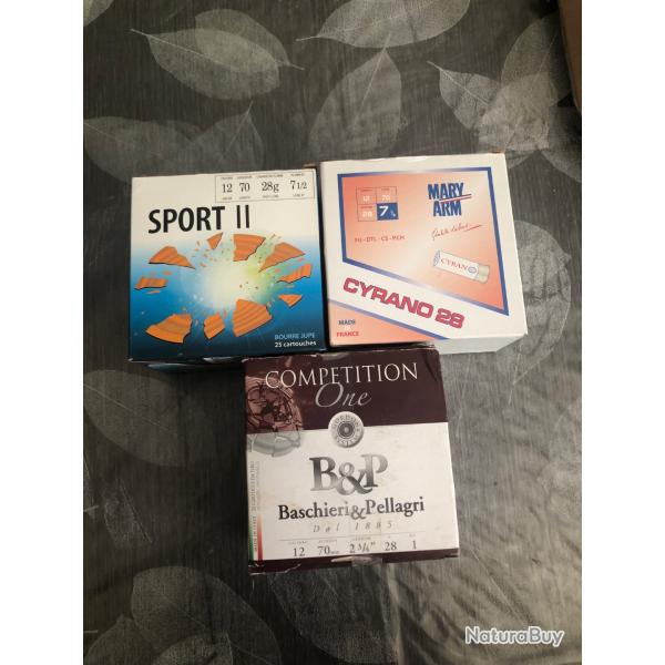LIVRAISON OFFERTE  3 x25 cartouche cal12/70 pb 7,5 1bernizan sport 1B&PCOMPETITION 1 maryarmcyrano