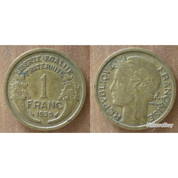 France 1 Franc 1939 Morlon Tete de Laurier Francs Frc Frcs
