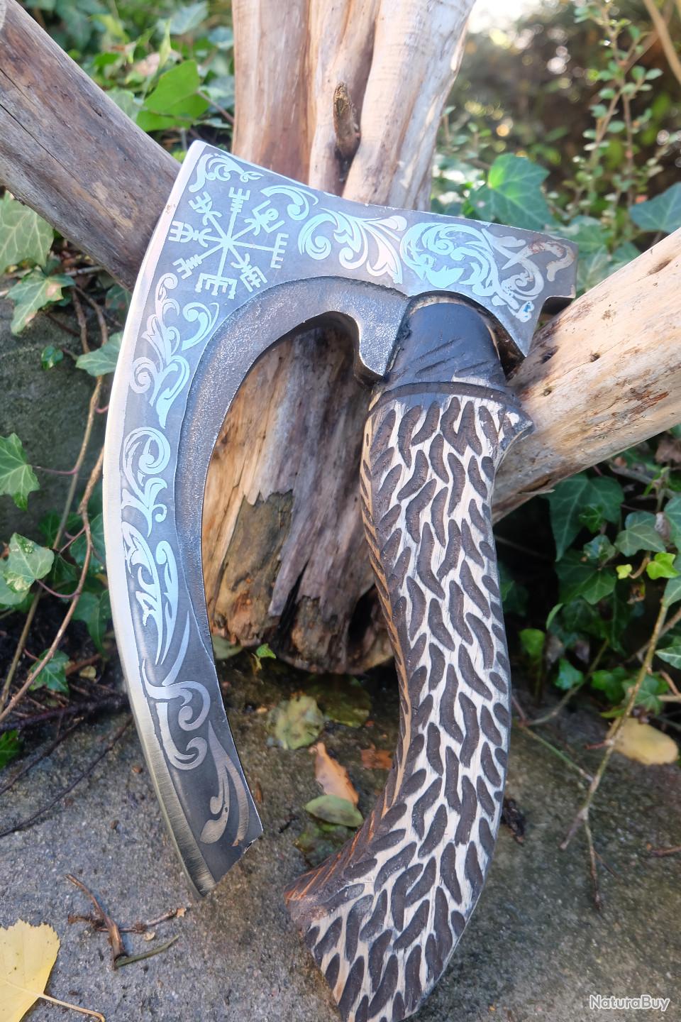 Tête de hache Viking en acier forgé faite main : hache de camping Bushcraft - France