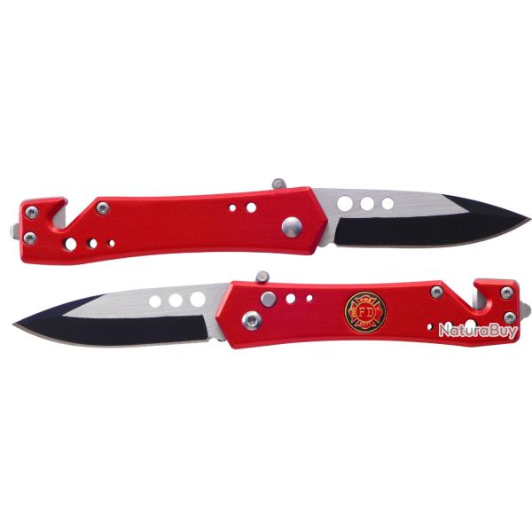 Couteau de poche Fire Department avec coupe-ceinture, brise-vitre et ouverture assiste