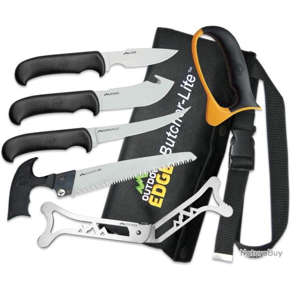 OUTDOOR EDGE Butcher Lite Kit de Couteau de Boucher Mixte Adulte, Noir/Gris, 184 mm