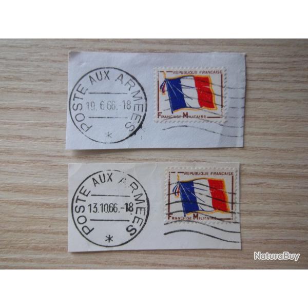 lot 2 timbres franchise militaire France 1966