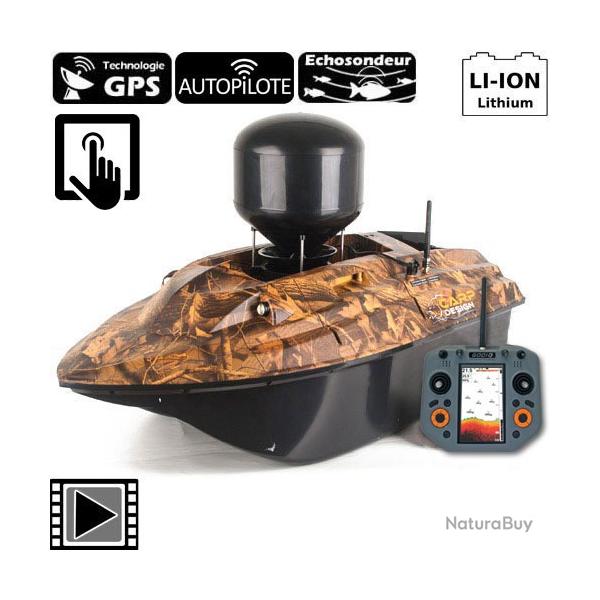 Occasion ! Bateau Amorceur Carp Design V80 Evo+ Echo GPS Camo + distributeur d'app�ts