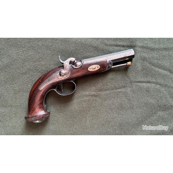 PISTOLET A PERCUSSION DE TIR, DE VOYAGE ou de DUEL?  milieu XIX eme